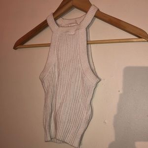 Garage Cream HighNeck Thick Stretchy Crop Tank Top